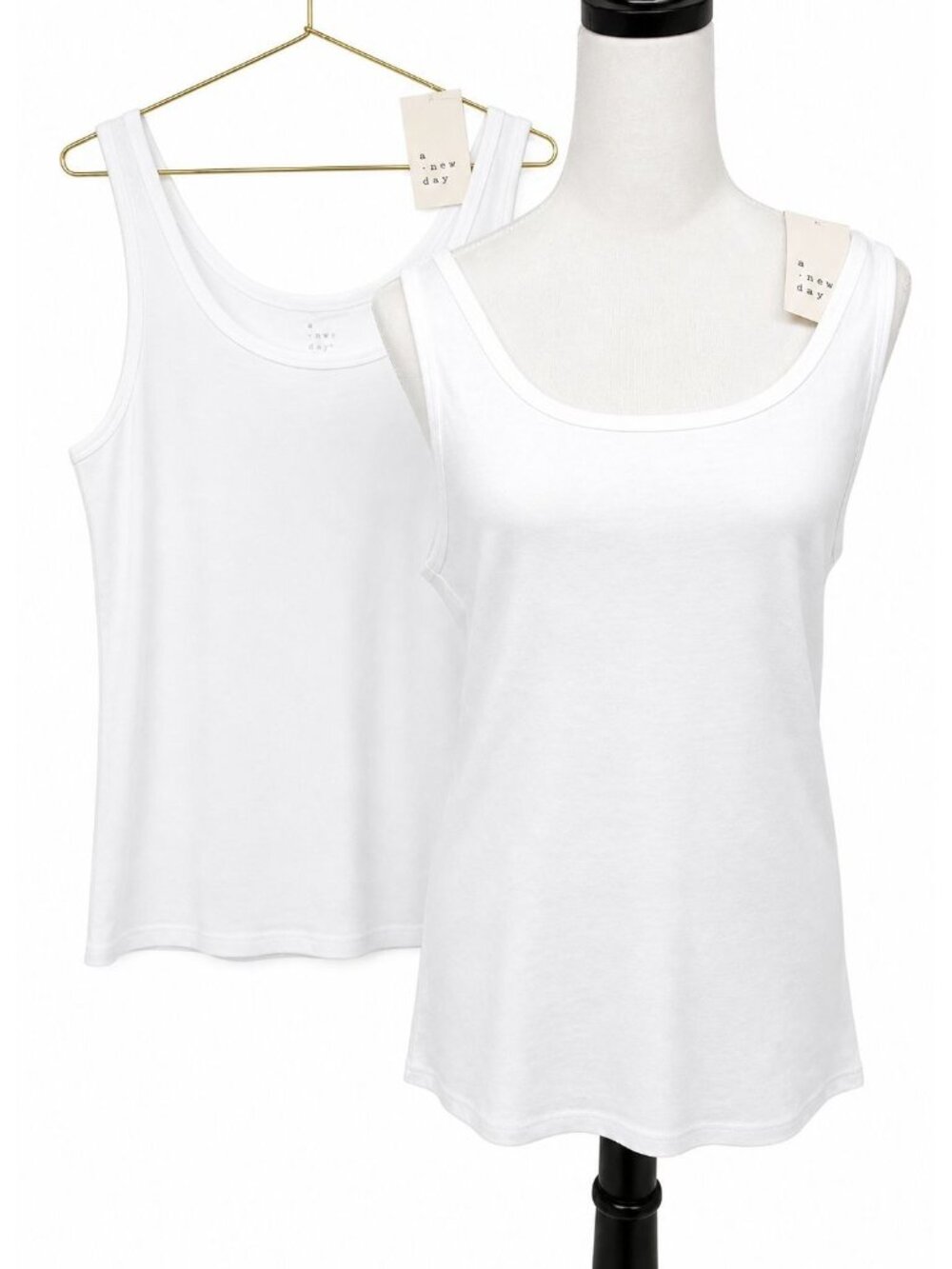 A New Day Women's size XL WHITE Tank Top Lot of 2 NEW with tags Stretch